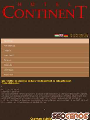 hotelcontinent.hu tablet előnézeti kép