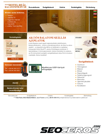 hotelreal.hu tablet Vista previa