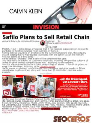 invisionmag.com/safilo-plans-to-sell-retail-chain {typen} forhåndsvisning