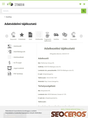 iztenger.hu/adatvedelmi-tajekoztato tablet előnézeti kép