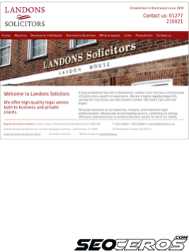 landons.co.uk tablet Vista previa