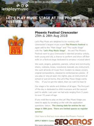 letsplaymusic.co.uk/phoenix-festival-cirencester tablet vista previa