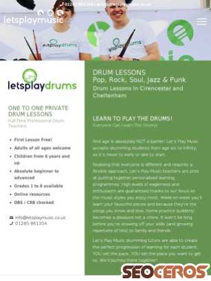 letsplaymusic.co.uk/private-instrument-lessons/drum-lessons tablet prikaz slike