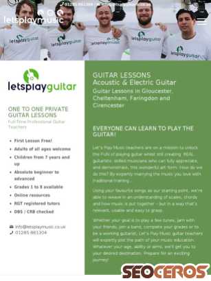 letsplaymusic.co.uk/private-instrument-lessons/guitar-lessons tablet preview