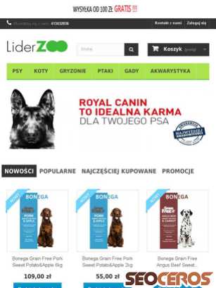 lider-zoo.pl tablet előnézeti kép