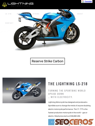 lightningmotorcycle.com tablet preview