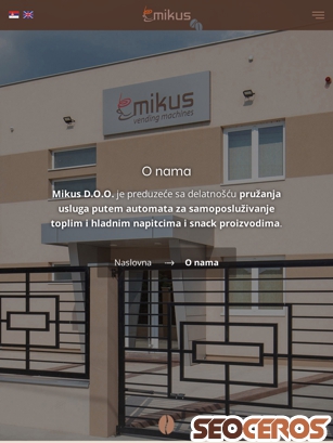 mikus.rs/o-nama tablet előnézeti kép