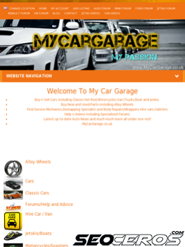 mycargarage.co.uk tablet förhandsvisning