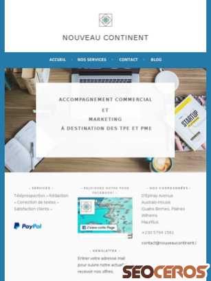 nouveaucontinent.info tablet vista previa