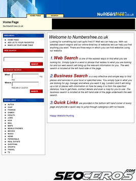 numbersfree.co.uk tablet vista previa