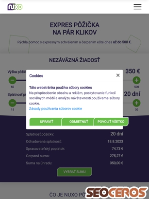 nuxo.sk tablet previzualizare