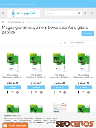 onlinepapirbolt.hu/magas-grammsulyu-nem-bevonatos-A4-digitalis-papirok tablet Vista previa