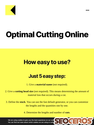 optimalcutting.online tablet preview