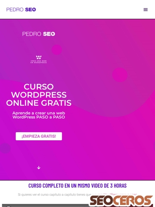 pedro-seo.com/curso-wordpress tablet preview