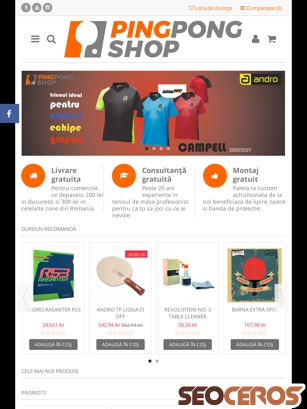 pingpongshop.ro tablet preview