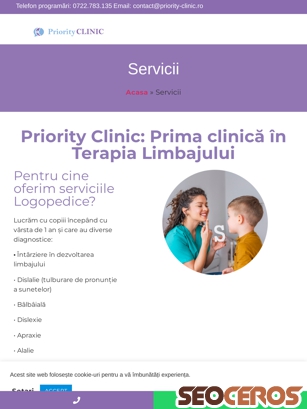 priority-clinic.ro/servicii tablet előnézeti kép