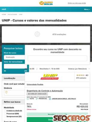 querobolsa.com.br/unip/cursos tablet prikaz slike