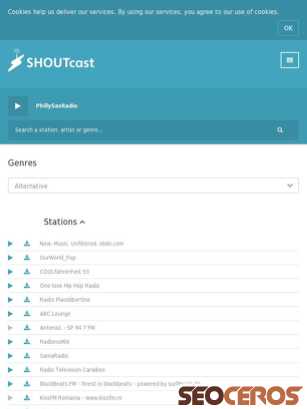 shoutcast.com tablet vista previa