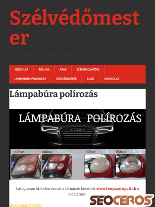 szelvedomester.hu/lampabura-polirozas tablet náhled obrázku