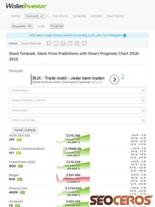 walletinvestor.com/stock-forecast tablet preview