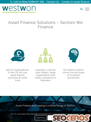 westwon.co.uk/asset-finance-solutions tablet vista previa