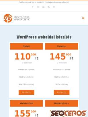 wordpressspecialista.hu/wordpress-weboldal-keszites tablet előnézeti kép