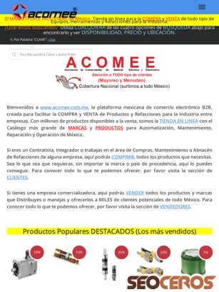 acomee.com.mx tablet vista previa