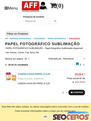 affloja.com/PAPEL-FOTOGRAFICO/SUBLIMACAO tablet förhandsvisning
