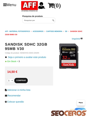 affloja.com/SANDISK-SDHC-32GB-95MB-V30 tablet prikaz slike
