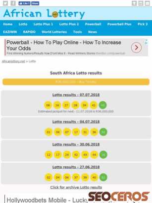 africanlottery.net/lotto tablet obraz podglądowy