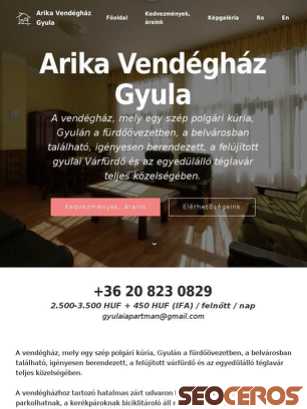 arika-apartman.hu tablet előnézeti kép
