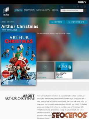 arthurchristmas.com tablet förhandsvisning