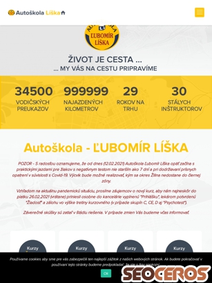 autoskola-liska.sk tablet preview