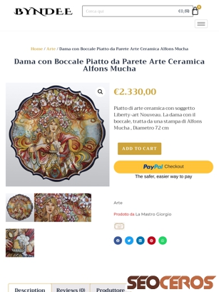 byndee.com/product/dama-con-boccale-piatto-da-parete-arte-ceramica-alfons-mucha tablet náhled obrázku