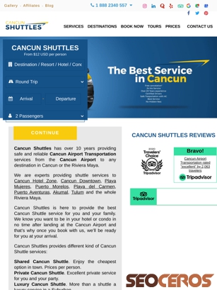 cancunshuttles.com tablet förhandsvisning