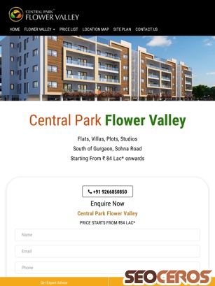 centralpark-flowervalley.net.in tablet vista previa