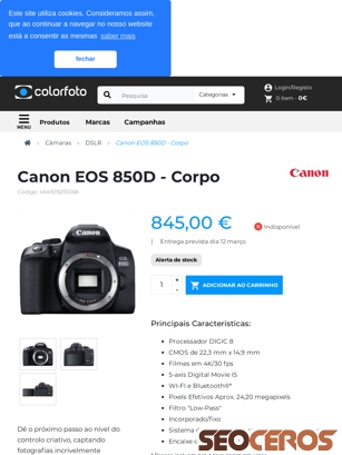 colorfoto.pt/loja/prod/eos-850d-corpo/4549292151268 tablet preview