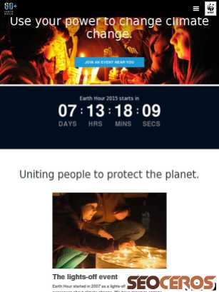 earthhour.org tablet preview