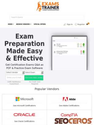 examstrainer.com tablet preview