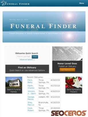 funeralfinder.com tablet 미리보기