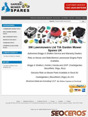gardenmowerspares.co.uk tablet preview