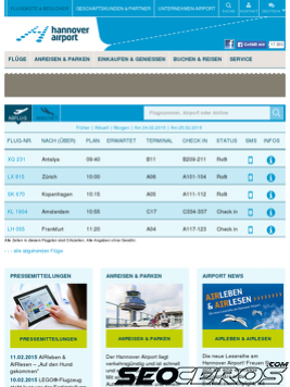 hannover-airport.de tablet preview