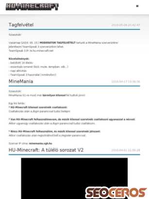 hu-minecraft.net tablet Vista previa