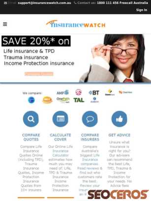 insurancewatch.com.au tablet förhandsvisning