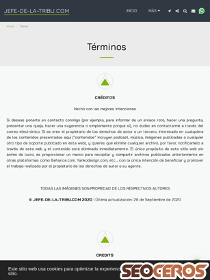 jefe-de-la-tribu.com/terms tablet náhled obrázku