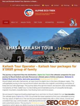 kailashtourtrek.com tablet previzualizare