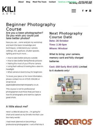 kiliarts.co.uk/photographer-workshop-for-beginners tablet előnézeti kép