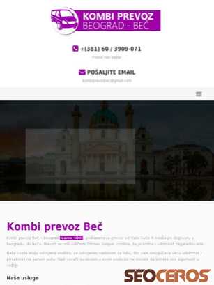 kombi-prevoz-bec.com tablet previzualizare
