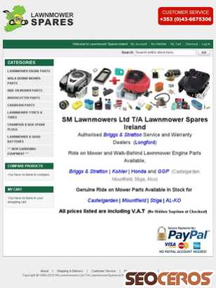 lawnmowerspares.ie tablet preview