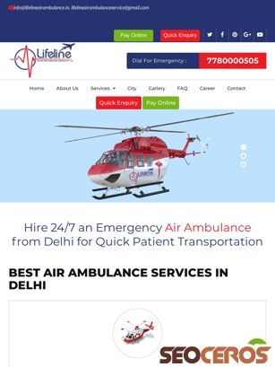lifelineairambulance.in tablet preview